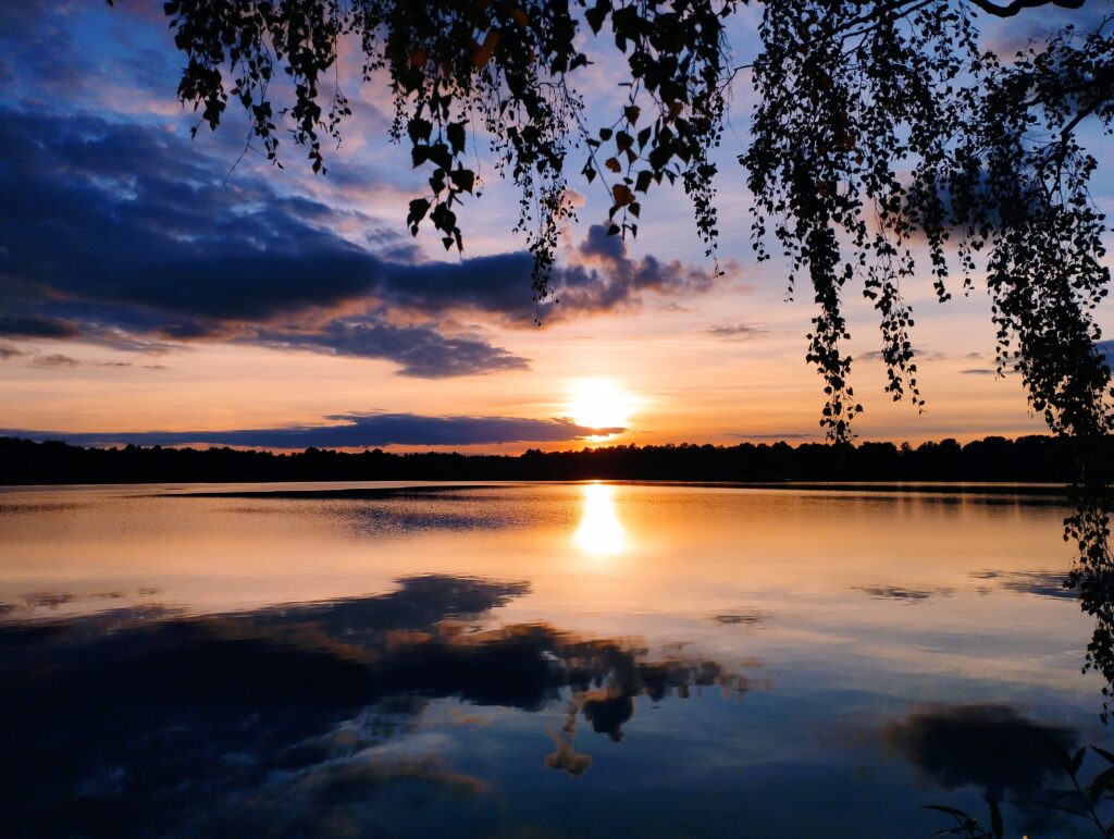 Beautiful landscape at a lake during sunset